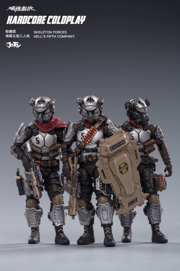 JoyToy Hardcore Coldplay Skeleton Forces Hell's Fifth Company Scale 1/18 Squad Action Figure Mechanical Collection Robot Miniature Model Active