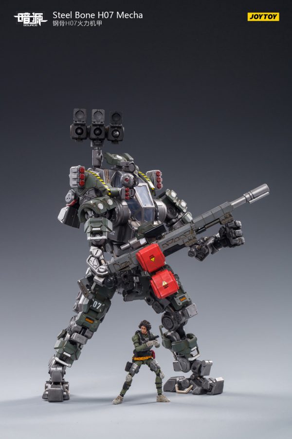JoyToy 액션 피규어 23cm Scale 1/24 Dark Source Steelbone Armor H07 Firepower Olive With Pilot Mechanical Collection 육군 모델 미니어처