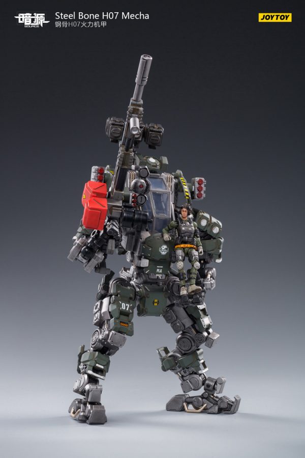 JoyToy 액션 피규어 23cm Scale 1/24 Dark Source Steelbone Armor H07 Firepower Olive With Pilot Mechanical Collection 육군 모델 미니어처