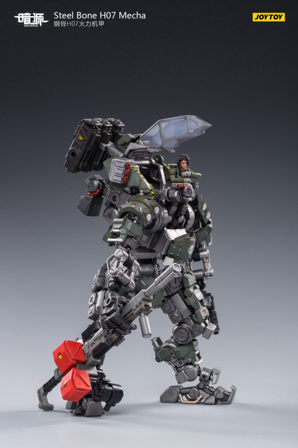 JoyToy 액션 피규어 23cm Scale 1/24 Dark Source Steelbone Armor H07 Firepower Olive With Pilot Mechanical Collection 육군 모델 미니어처