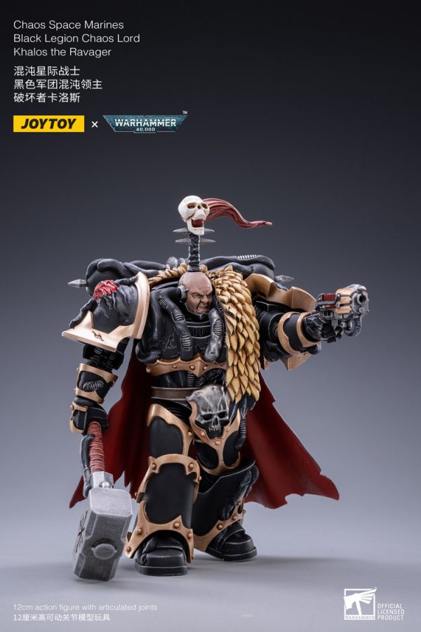 JoyToy Action Figure Warhammer 40K Black Legion Chaos Lord Khalos the Ravager