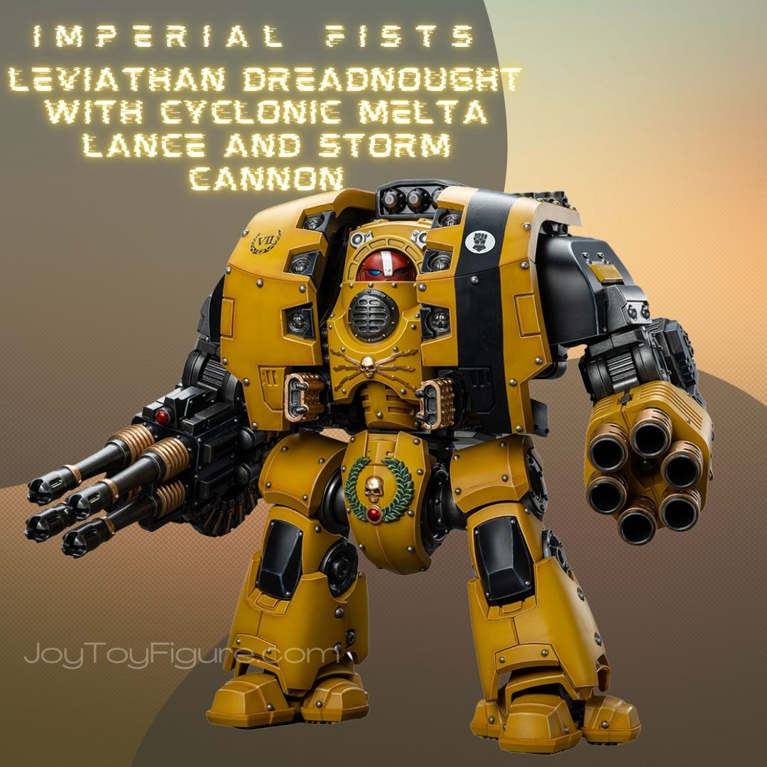 JOYTOY WH40K Imperial Fists Leviathan Dreadnought with Cyclonic Melta Lance and Storm Cannon - Joytoy Figure