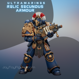 JoyToy WH40K Ultramarines Space Marine 2 Relic Secundus Armour with Artificer bolt rifle, chainsword and bolt pistol
